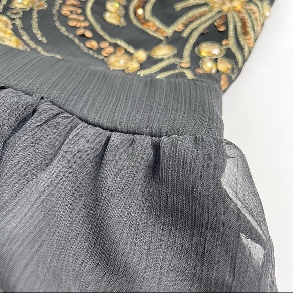 𝅺NEW Ricki’s Gold Jewelled Sequinned Glam Sheer Overlay Long Fancy Dress Gown - Picture 8 of 16